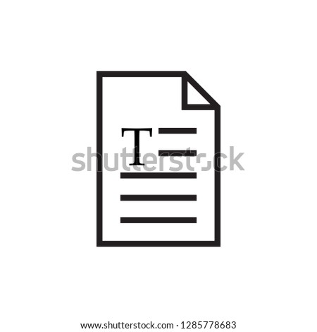 page with letter T. text document icon, web page symbol, office file format. Vector illustration isolated on white background.