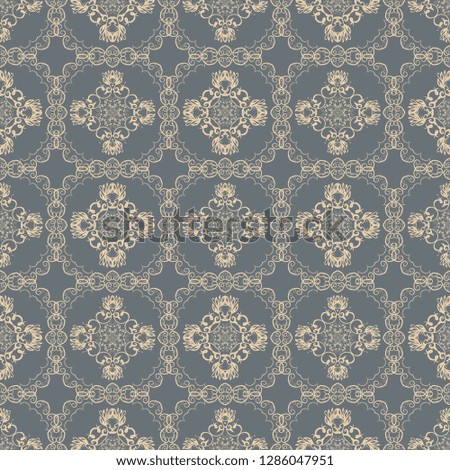 Seamless floral and geometric ornament on background. Floral ornament on background. Wallpaper pattern