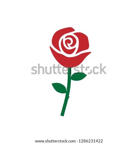 Red rose flower vector icon