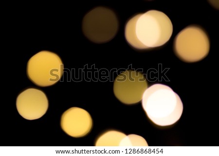 Defocused Natural Lights Bokeh. Abstract Pattern Yellow Candle Background