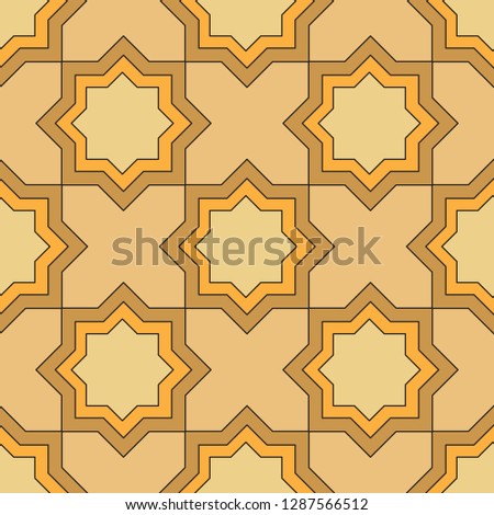Islamic traditional ornament seamless pattern with stars for textile design, tile floor, window