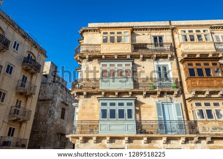 Old historic architecture in Valletta, Malta