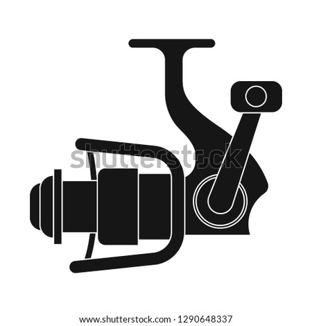 Vector illustration of fish and fishing symbol. Collection of fish and equipment stock vector illustration.
