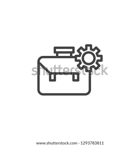 Business planning line icon. linear style sign for mobile concept and web design. Briefcase and gear outline vector icon. Symbol, logo illustration. Pixel perfect vector graphics