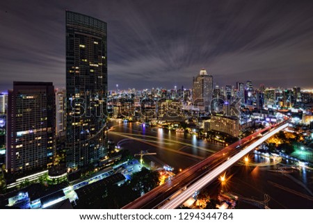 Bangkok river view by night 