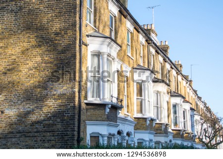 A typical row of British terraced houses