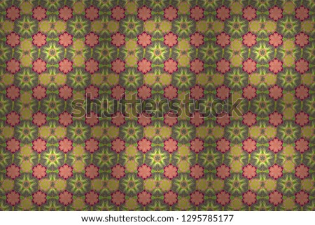 Abstract elegance raster seamless pattern with flowers in brown, green and gray colors.