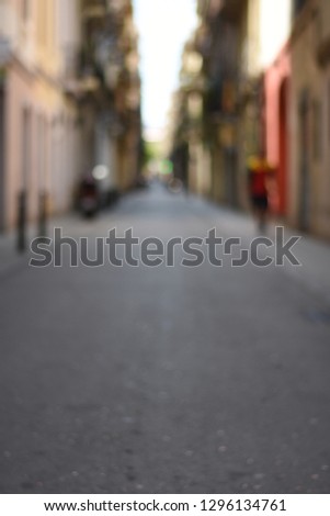 A view of narrow backstreet in Barcelona, Spain.