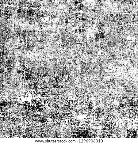 Grunge is black and white. Abstract monochrome background. The texture of cracks, scratches, chips, scuffs. Vintage old surface covered with dirt, stains. Dark wall of destruction