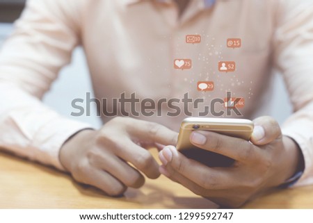 man using smart phone ,Social media concept