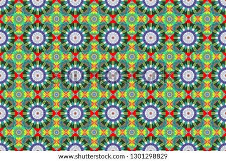 Abstract gray, green and blue seamless pattern with mesh of squares. Cute mosaic. Geometric raster template.