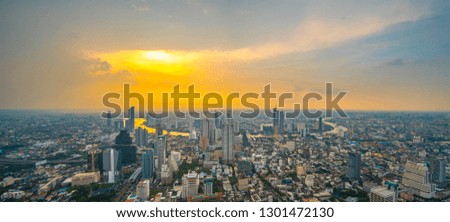 Panoramic view of Bangkok City during twilight sky, Bangkok - THAILAND