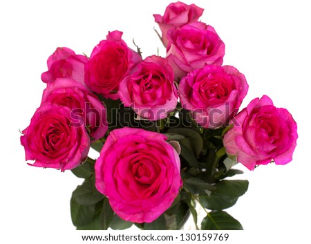 Bouquet of pink roses on a white background, isolated.