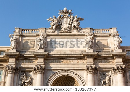 Details of statues in Trevi fountain in Rome Italy