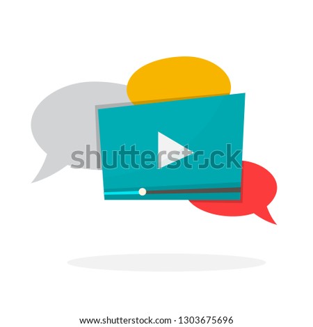 Video content in internet concept. Comment and like in social media. Isolated vector illustration in cartoon style