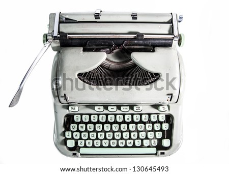 Typewriter from above isolated on white background