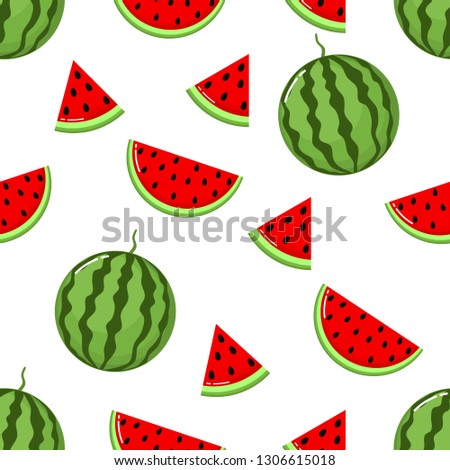 red watermelon slices Seamless Pattern. fruit collection for juice packaging. textile, wrapping, wallpapers. isolated on white background