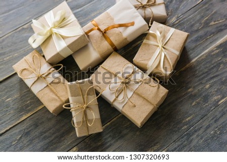 many gifts wrapped in wrapping paper