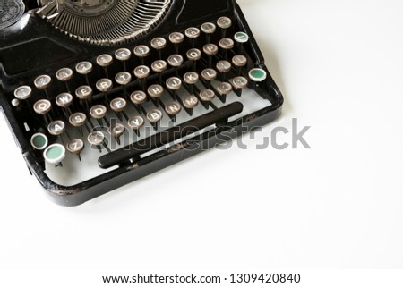 vintage typewriter on white background. space for text