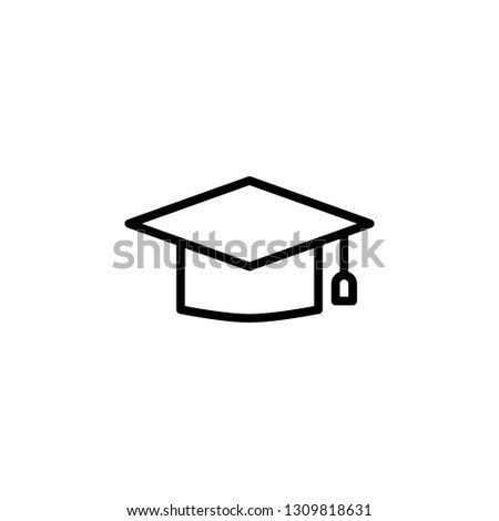 Graduation Cap Icon Vector Illustration in Line Style for Any Purpose