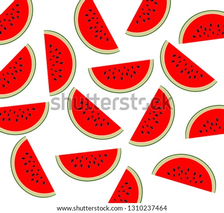 Watermelon pattern. Sliced watermelon on transparent background. Flat lay top view