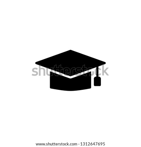 Graduation Cap Icon Vector Illustration in Glyph Style for Any Purpose