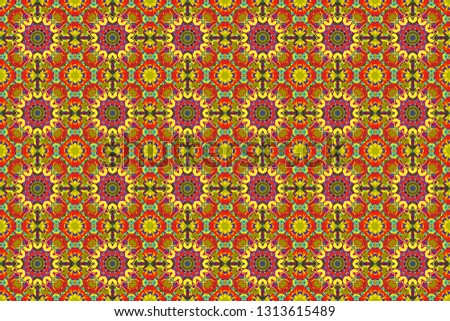 Green, yellow and red polygonal illustration consisting of rectangles. Raster rectangular design for your business. Creative geometric seamless pattern.