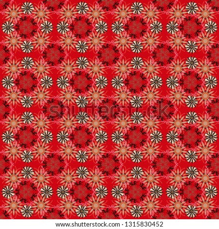 Floral orange, brown and red pattern. Seamless cute mille-fleurs texture for fabric, wrapping, printing, textile.