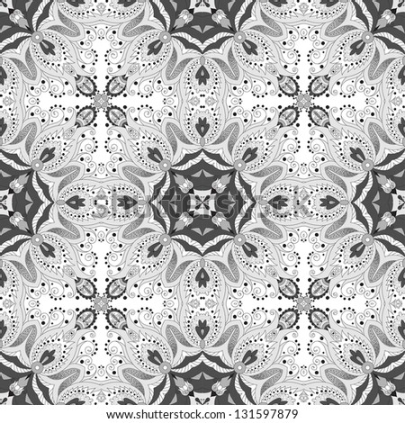 Vector seamless pattern. Floral damask ornament. Easy to change colors.