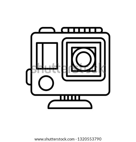 editable action camera outline vector icon, modern concept