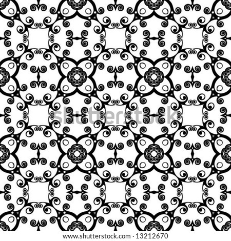 Abstract seamless black-and-white pattern - vector illustration