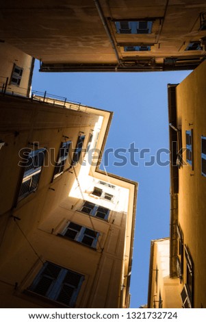 View of the sky from the yard in Camogli, Italy
