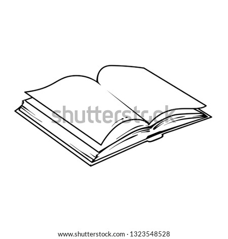 Vector line art of open book, vector illustration, hand drawn sketch of book