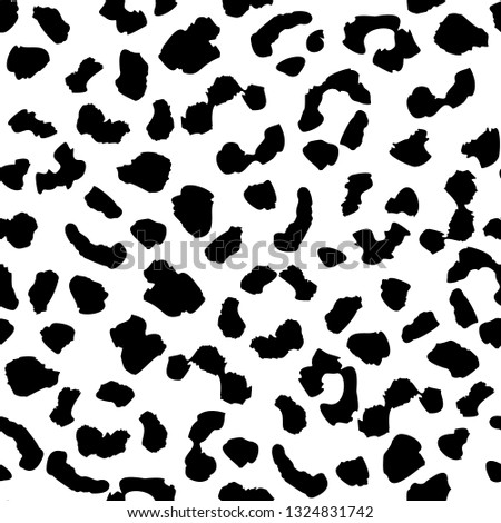 Leopard skin seamless pattern texture repeat. Abstract animal fur wallpaper. Monochrome black and white backdrop. Wild african cats repeat illustration. Concept trendy fabric textile design
