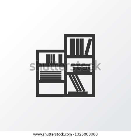 Shelving unit icon symbol. Premium quality isolated book shelf element in trendy style.