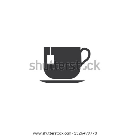 Cup with tea bag icon isolated on white background.