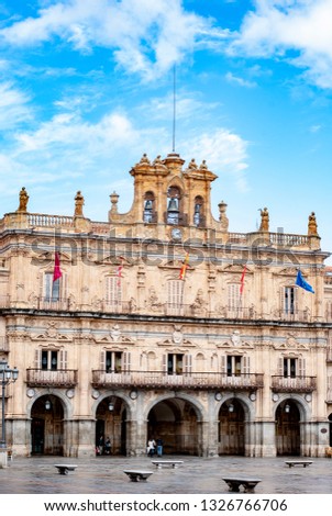 view of the main facade of the Salamanca City Council, Unesco