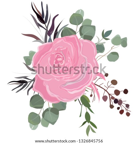 Delicate bouquet for your beloved,  illustration for wedding and anniversary cards, banners, posters and cards.