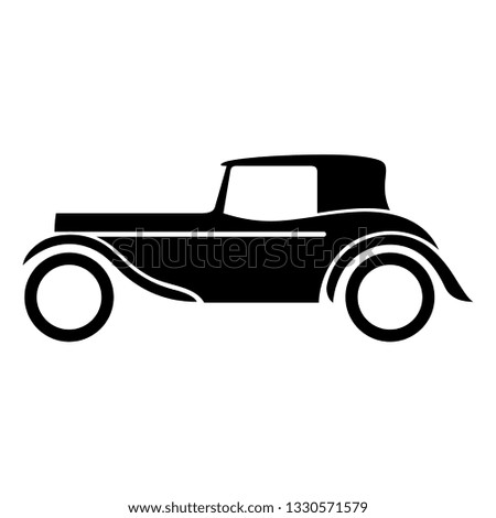 Old retro car flat icon. Vector illustration.