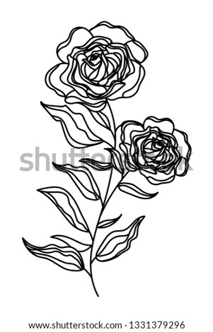 Flower with leaves drawing