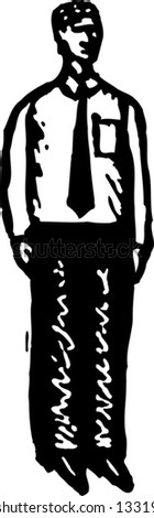 Black and white vector illustration of businessman