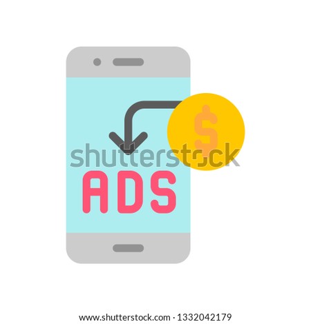 Mobile advertising vector, Digital marketing flat design icon