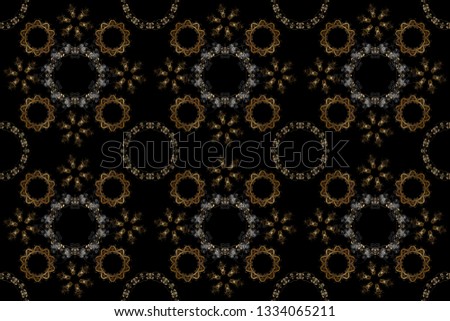 Gold floral ornament in baroque style. Gold Wallpaper on texture background. Golden element on brown and black colors. Damask seamless repeating background.
