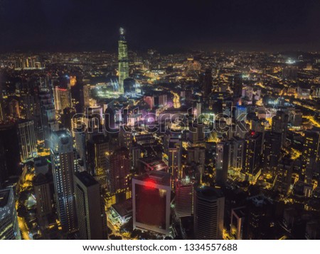 Kuala lumpur cityscape. Panoramic view of Kuala Lumpur city skyline evening at sunset skyscrapers building in Malaysia New attraction of Kuala Lumpur, which will be the highest tower in Malaysia and