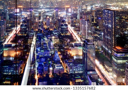 hight view at night in bangkok thailand city scape