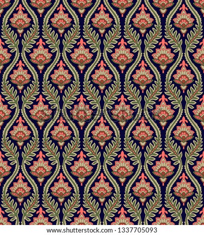 seamless mughal floral damask paisley pattern