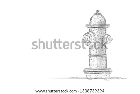Fire hydrant low poly rescue technology concept. Polygonal white emergency fireman equipment vector illustration