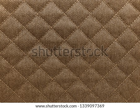 brown diamond stitching pattern, quilted woven fabric texture background