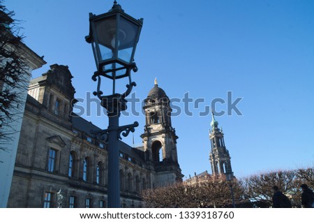 Street lamp and architectural landmark