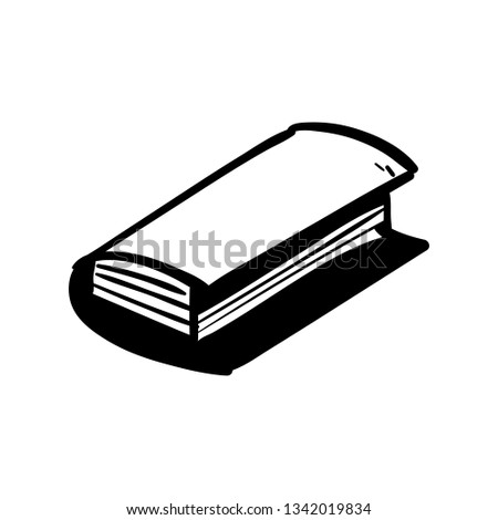 Silhouette book with a bookmark doodle. Sketch Back to school, icon. Decoration element. Isolated on white background. Vector illustration.